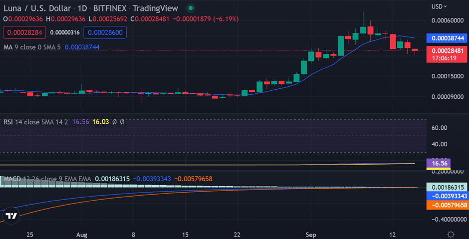 LUNA/USD 1-Day price chart (Source: TradingView)