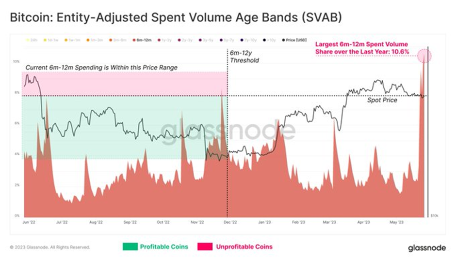 Bitcoin Entity-Adjusted Spent Volume Age Bands