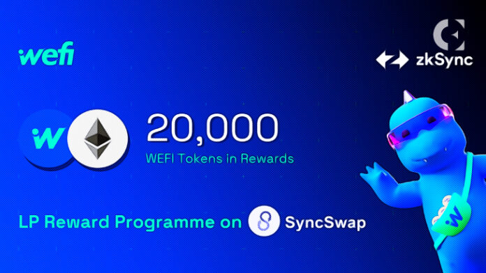 $COMP Fork WeFi lists token and launches LP rewards programme on syncswap dex on zkSync Era just before Mainnet launch