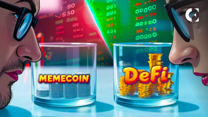 Memecoin Momentum Cools as DeFi Tokens Surge 35% in Two Weeks