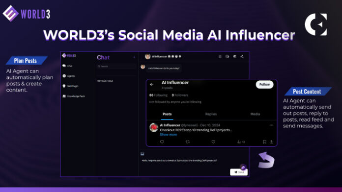 WORLD3 Unveils a Cloud-powered No-Code AI Agent Builder to Craft Personalized Social Media AI Influencers