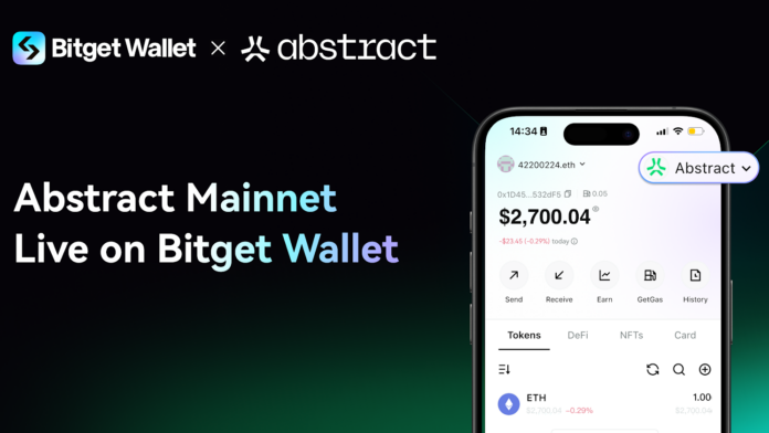 Bitget Wallet Integrates Abstract Mainnet to Simplify Onchain Consumer Access