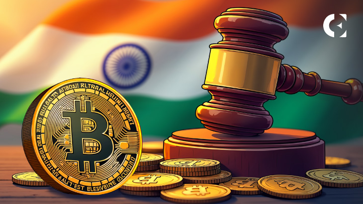 India Supreme Court building with cryptocurrency symbols, representing hearing on India crypto regulation and Shailesh Bhatt case.