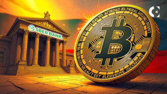 Russia Central Bank building with Ruble symbol, regulating crypto investments for elite investors in a legal sandbox with Sberbank.