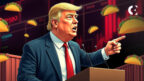 US President Donald Trump at podium reacting to "TACO trade" nickname concerning his EU tariff and trade negotiation strategies.