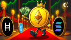 Price charts of altcoins HBAR, Solana, and Sui show recent gains, indicating capital rotation from Bitcoin and Ethereum.