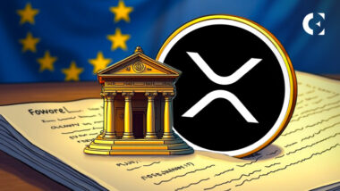 ECB and XRP Ledger logos on a split background, representing the central bank's technical trial of the DLT protocol