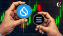 Sui and Solana logos with comparison charts showing Sui's rapid growth in daily active addresses and DeFi trading volume.