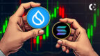 Sui and Solana logos with comparison charts showing Sui's rapid growth in daily active addresses and DeFi trading volume.