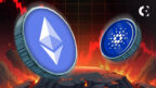 A market analysis shows the prices of Ethereum (ETH) and Cardano (ADA) dipping sharply amid a sell-off linked to geopolitical conflict