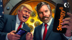 News report on Donald Trump's Trump Media and Technology Group building a $2 billion corporate treasury of Bitcoin (BTC) in 2025.