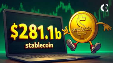 Total stablecoin market cap chart hits a new record high of $281 billion amid growing adoption.