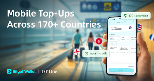 Bitget Wallet Integrates DT One for Mobile Top-Ups Across 170+ Countries