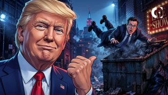 Trump Shares AI Video Tossing Stephen Colbert Into Dumpster After Late Show Finale